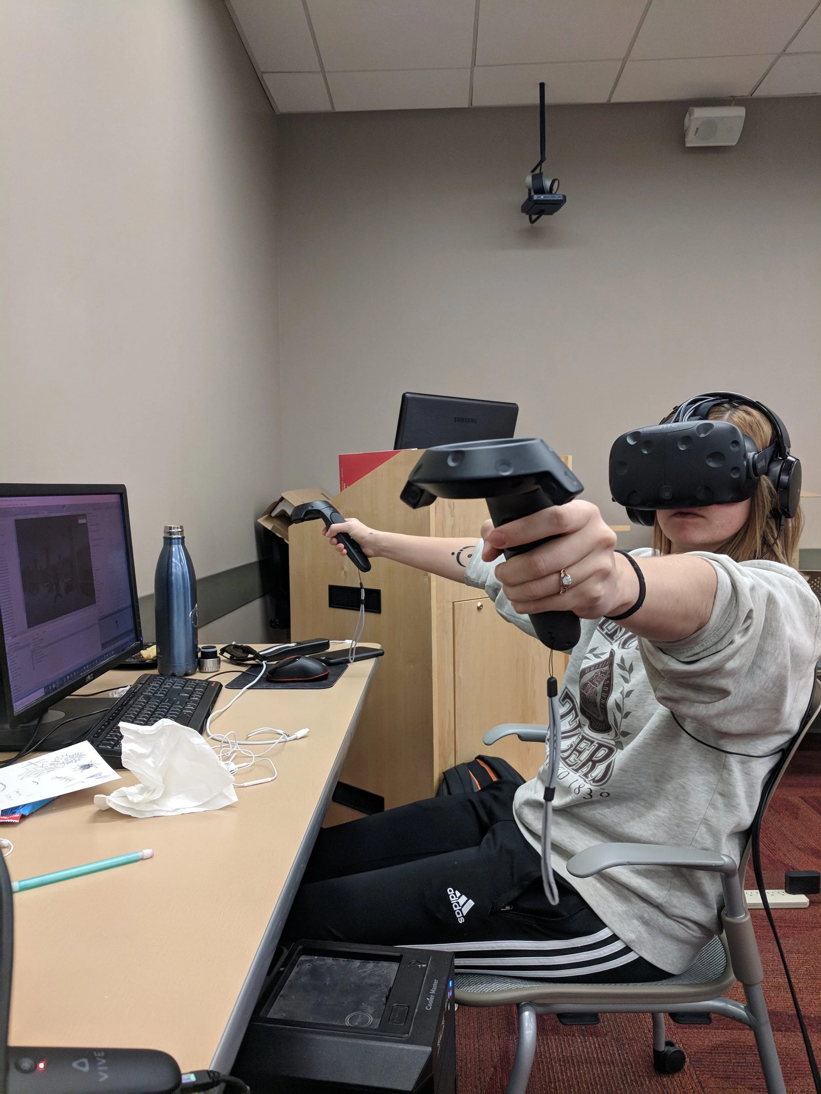 Olivia testing the zombie death animation during the jam